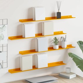 vidaXL Πλωτό ράφι 4 pcs Χαμομηλί κίτρινο 80 x 9 x 2,5 εκ. Ατσάλι