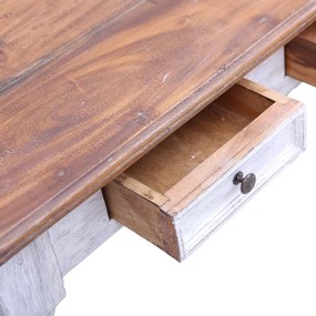 vidaXL Γραφείο με Συρτάρια Λευκό 117x57x75 εκ. Μασίφ Μαόνι