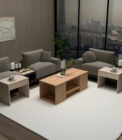 Stewehome Τραπεζάκι Σαλονιού με Ράφι & Πλαϊνά Βοηθητικά Τραπεζάκια λευκό 100x40x37 cm