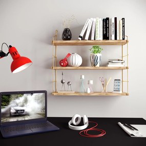 Wall Shelf 3'lü Duvar Rafı, Kitaplık Gold
Brown