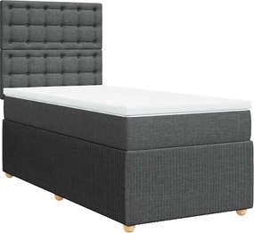 vidaXL Κρεβάτι Boxspring με Στρώμα Σκούρο Γκρι 80x200 εκ. Υφασμάτινο