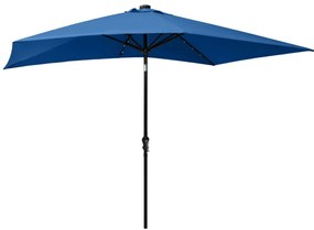 vidaXL Ομπρέλα Κήπου Αζούρ Μπλε 2 x 3 μ. με LED και Ατσάλινο Ιστό