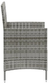 vidaXL Τραπεζαρία Εξωτ. Χώρου Σετ 3 τεμ. Γκρι Συνθ. Ρατάν με Μαξιλάρια