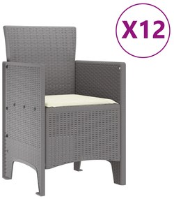 vidaXL 13 Τεμαχίων Σετ Εξωτερικής Τραπεζαρίας με Μαξιλάρια Ανοιχτό Γκρι Πολυ Ρατάν