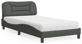 Κρεβάτι με Στρώμα Σκούρο Γκρι 100x200 εκ. Υφασμάτινο - Γκρι