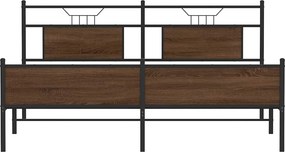 vidaXL Σκελετός Κρεβ. Χωρίς Στρώμα Καφέ Δρυς 160x200 εκ. Μεταλλικό