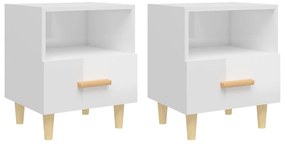 vidaXL Κομοδίνα 2 τεμ. Γυαλιστερό Λευκό 40 x 35 x 47 εκ.