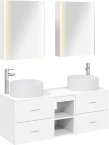 vidaXL Σετ Επίπλων Μπάνιου 5 pcs Λευκό Επεξεργασμένο Ξύλο και Γυαλί