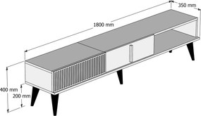 Έπιπλο Τηλεόρασης Καρυδιά / Λευκό MILAN 180x35x40