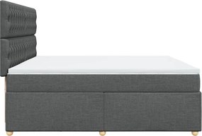 vidaXL Κρεβάτι Boxspring με Στρώμα Σκούρο Γκρι 200x200 εκ. Υφασμάτινο