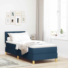 vidaXL Κρεβάτι box spring με στρώμα με στρώμα Μπλε 80 x 200 cm ύφασμα