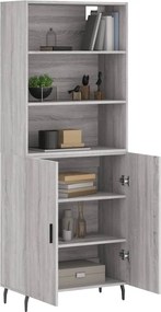 vidaXL Ντουλάπι Γκρι Sonoma 69,5 x 34 x 180 εκ. Επεξεργασμένο Ξύλο