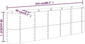 vidaXL Ζαρντινιέρα Ανθρακί 224x40x68 εκ Γαλβανισμένος χάλυβας