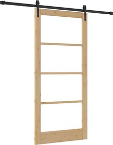 vidaXL Συρόμενη Πόρτα Φυσικό και Μαύρο 93 x 202 cm