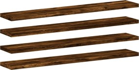 vidaXL Ράφια Τοίχου 4 τεμ. Καπνιστή Δρυς 60x10x1,5 εκ. Επεξεργ. Ξύλο