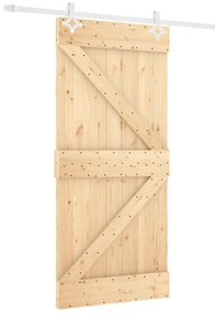 vidaXL Συρόμενη Μεσόπορτα με Μηχανισμό 90 x 210 εκ. Μασίφ Ξύλο Πεύκου