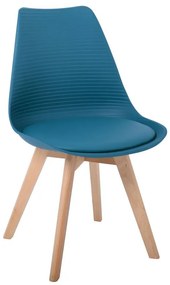 ΕΜ136,03S MARTIN STRIPE Καρέκλα Ξύλινο Πόδι, PP Petrol Φυσικό/Μπλε,  Ξύλο/PP - PC - ABS, , 4 Τεμάχια