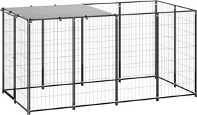 vidaXL Σπιτάκι Σκύλου Μαύρο 2,42 m² Ατσάλινο