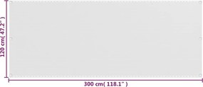 vidaXL Διαχωριστικό Βεράντας Λευκό 120 x 300 εκ. από HDPE