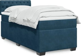 vidaXL Κρεβάτι Boxspring με Στρώμα Μπλε 100x200 εκ. Βελούδινο
