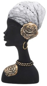 Διακοσμητική Φιγούρα African Lady 374-124-084 15x5x30cm White-Black Polyresin