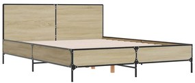 vidaXL Πλαίσιο Κρεβατιού Sonoma Δρυς 150x200 εκ. Επεξ. Ξύλο &amp; Μέταλλο