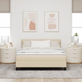 vidaXL Κρεβάτι Box Spring με Στρώμα Κρέμα 140x200 εκ. Υφασμάτινο