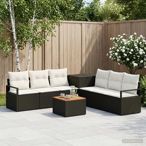 vidaXL Σετ Καναπέ 8 τμχ. Μαύρο και Κρεμ Λευκό 55 x 55 x 37 εκ