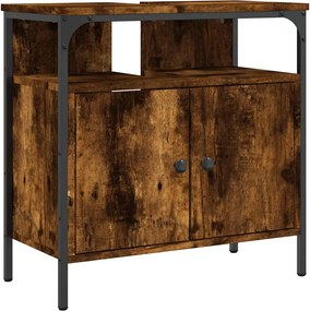 vidaXL Ντουλάπι Νιπτήρα Μπάνιου Καπνιστή Δρυς 60x30x60 εκ. Επεξ. Ξύλο