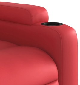 Πολυθρόνα Μασάζ Ανακλινόμενη με Ανύψωση Κόκκινη Συνθετικό Δέρμα - Κόκκινο