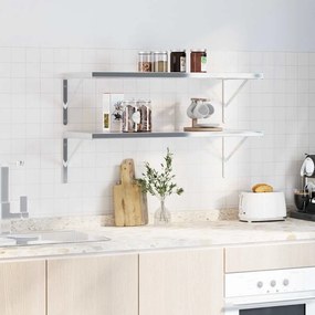 vidaXL Στηρίγματα Ραφιών 4 Τεμ. Ασημί 40x2,5x25 εκ. Ανοξείδωτο Ατσάλι