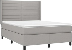 vidaXL Κρεβάτι Boxspring με Στρώμα &amp; LED Αν.Γκρι 140x190εκ. Υφασμάτινο