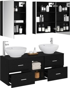 vidaXL Σετ Επίπλων Μπάνιου 5 pcs Μαύρη Δρυς