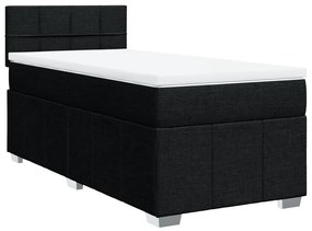 vidaXL Κρεβάτι Boxspring με Στρώμα Μαύρο 90x200 εκ. Υφασμάτινο