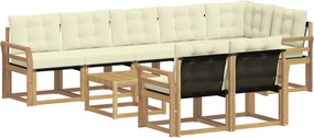 vidaXL Σειρά Καναπέ Εξωτερικού με μαξιλάρι 9 pcs Λευκό και Κρεμ