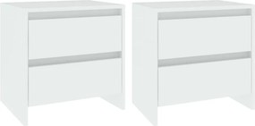 vidaXL Κομοδίνα 2 τεμ. Λευκά 45 x 34,5 x 44,5 εκ. από Επεξ. Ξύλο