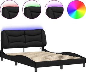 vidaXL Πλαίσιο κρεβατιού με LED χωρίς στρώμα Hvar Μαύρο 140x200 εκ.