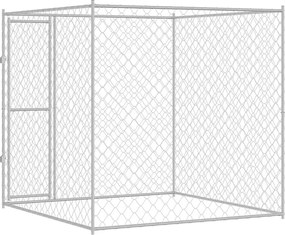 vidaXL Κλουβί σκύλου Ασημί 200 x 200 x 200 cm Επικαλυμμένος Χάλυβας