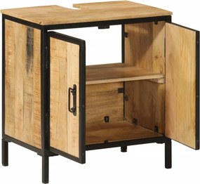 vidaXL Ντουλάπι Μπάνιου 55x35x60 εκ. από Μασίφ Ξύλο Μάνγκο και Σίδηρο