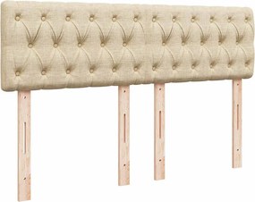 vidaXL Κρεβάτι Boxspring με Στρώμα Κρεμ 140x190 εκ. Υφασμάτινο