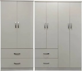 Ντουλάπα εξάφυλλη Athos pakoworld λευκή 200,5x42x180εκ