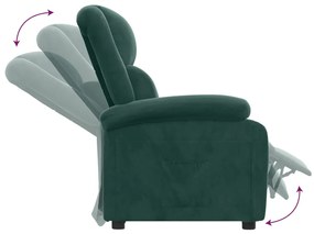 vidaXL Πολυθρόνα Ανακλινόμενη Σκούρο Πράσινο Βελούδινη
