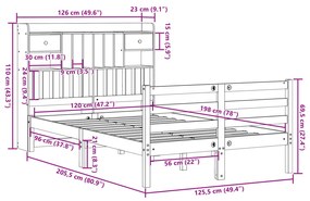 ΚΡΕΒΑΤΙ ΒΙΒΛΙΟΘΗΚΗ ΧΩΡΙΣ ΣΤΡΩΜΑ 120X200 ΕΚ ΜΑΣΙΦ ΞΥΛΟ ΠΕΥΚΟ 3321936