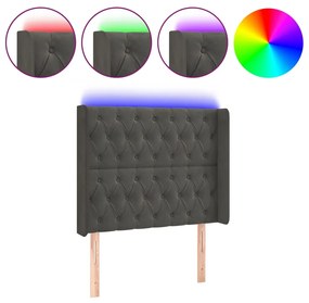 Κεφαλάρι Κρεβατιού LED Σκούρο Γκρι 103x16x118/128εκ. Βελούδινο 3124427