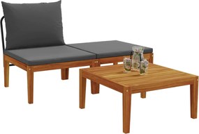 vidaXL 3 τμχ. Σετ Lounge Κήπου με Μαξιλάρια Φυσικό