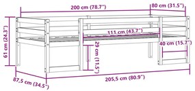 Πλαίσιο Παιδικού Κρεβατιού 80 x 200 εκ. από Μασίφ Ξύλο Πεύκου - Καφέ