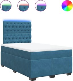 vidaXL Κρεβάτι Boxspring με Στρώμα Μπλε 120x200 εκ. Βελούδινο