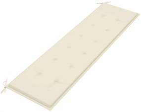 vidaXL Παγκάκι Κήπου 175 εκ. από Μασίφ Ξύλο Teak με Κρεμ Μαξιλάρι