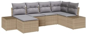 vidaXL Σετ Καναπέ Κήπου 6 pcs Μπεζ και Γκρι συνθετικό ρατάν
