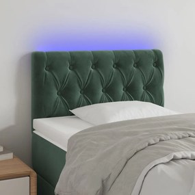 Κεφαλάρι Κρεβατιού LED Σκούρο Πράσινο 80x7x78/88 εκ. Βελούδινο 3121981